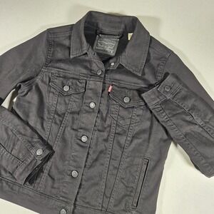 Levi's Denim Trucker Jacket Black Womens Medium Stretch Motorcycle Type III